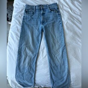 Mother “the Hustler” high rise ankle fray jeans - light wash